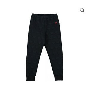 Beau Loves black hearts jacquard pants. Unisex